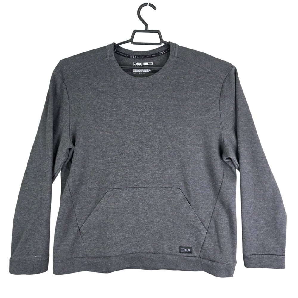 Mens Gray MSX Michael Strahan Sweatshirt Crew Neck Long Sleeve Pockets Size XL